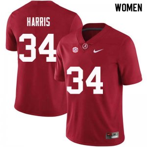 NCAA Women's Alabama Crimson Tide #34 Damien Harris Stitched College Nike Authentic Crimson Football Jersey CN17D08DN